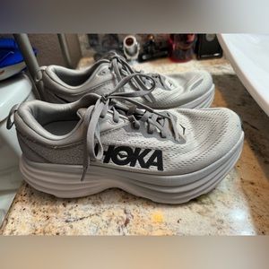 Hoka Men’s Bondi 8 Size 7.5 D Grey / Silver Good Used Condition